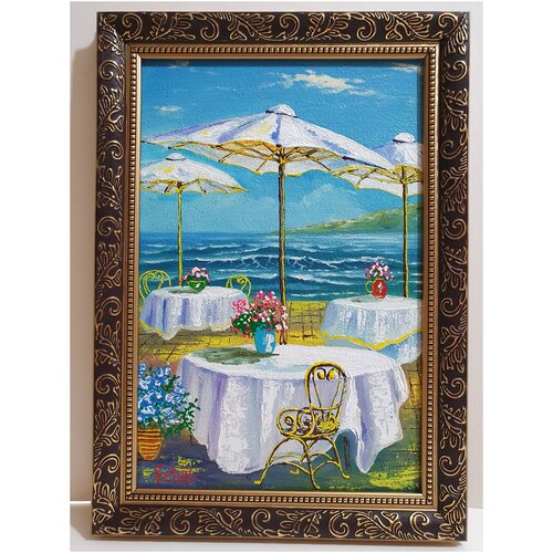 Картина холст-масло Южный город, оформлено в рамку 35х25см. арт: 20210815_145512