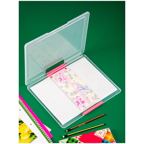 Купить IZUMI / Органайзер скоросшиватель для файлов А4 31, 6*25, 3*1, 6 см, бесцветный/розовый, пластик