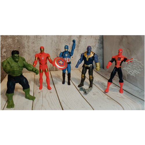 Халк Капитан Америка Супергерои Фигурки 15 см игрушки Набор 5 фигурок Супермен набор фигурок игрушек супергерои марвел в подарочной упаковке 12 штук набор 12 фигурок супер героев марвел в подарочной коробке