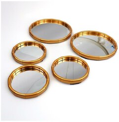 Queen fair Настенные зеркала «Бамбук», набор - 5 шт, d зеркальной поверхности 20,5/13 см, цвет золотистый
