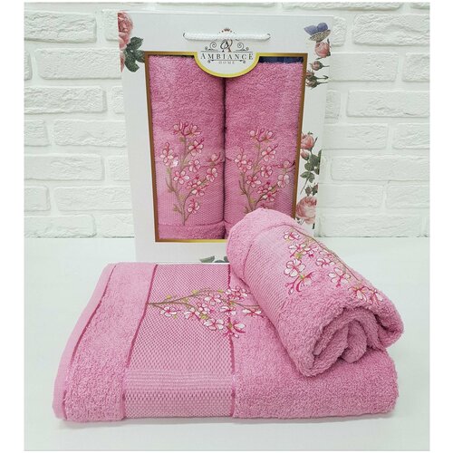 фото Ambiance набор полотенец caelan цвет: сухая роза (50х90 см,70х140 см)