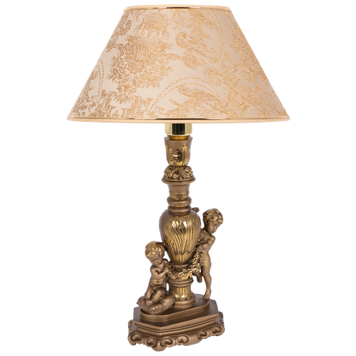 Настольная лампа Bogacho Путти бронза с абажуром №38 антиквайт