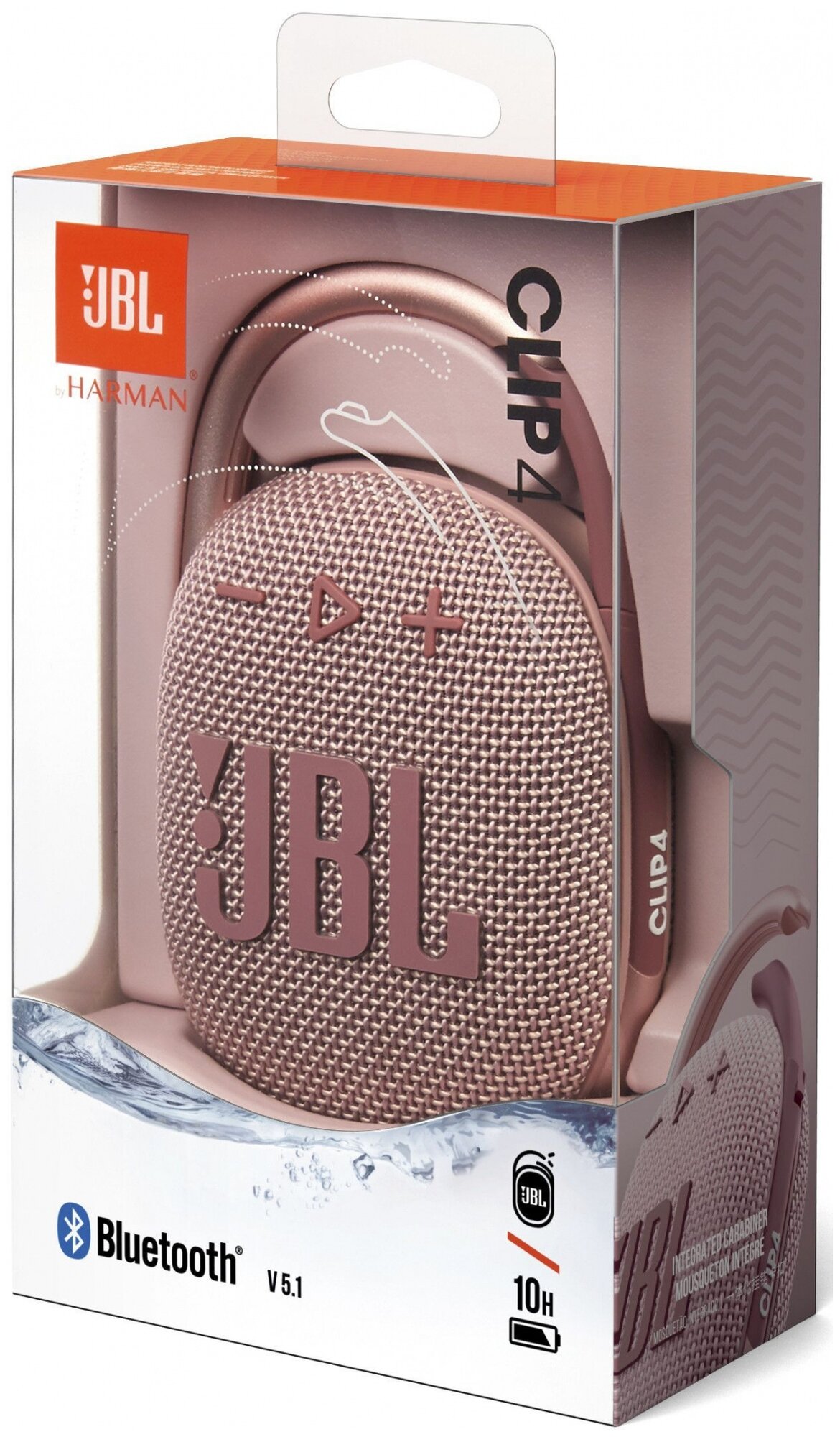 Портативная акустика JBL Clip 4, 5 Вт, розовый