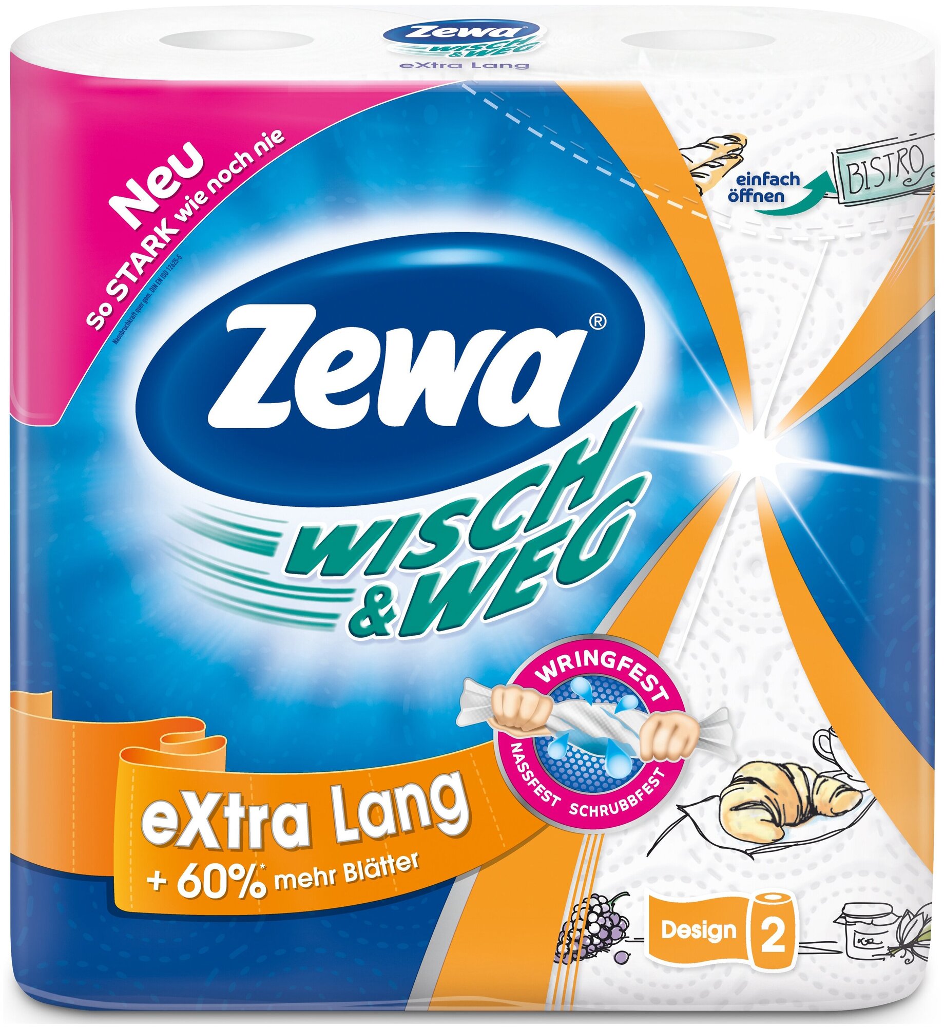 Бумажные полотенца Zewa Wisch & Weg 2 рулона 2 слоя Эссиэй хайджин - фото №2