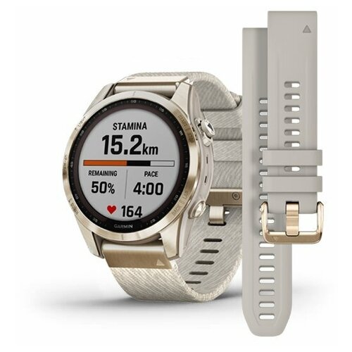 Часы Garmin Fenix 7s Sapphire Solar титановый кремово-золотой светло-песочный нейлоновый ремешок 010-02539-39 12990000₽