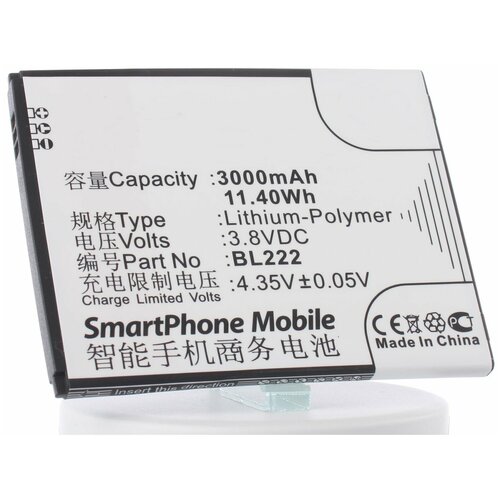 Аккумулятор iBatt iB-B1-M962 3000mAh для Lenovo BL222 аккумулятор для телефона lenovo s660 bl222
