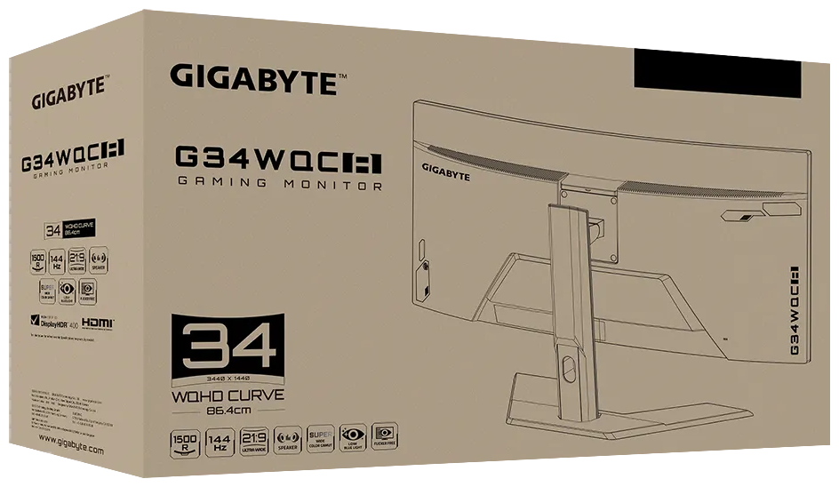 34" Монитор GIGABYTE G34WQC A 3440x1440 144 Гц *VA