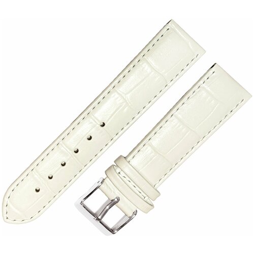 фото Ремешок 2005-01-1-0 kroko белый кожаный ремень для наручных часов из натуральной кожи 20 мм матовый крокодил ardi
