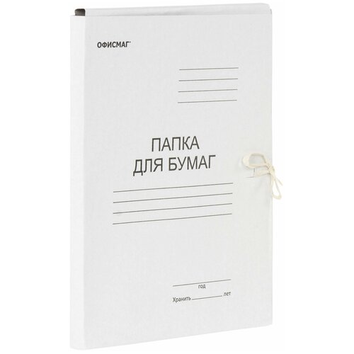 Папка для бумаг с завязками картонная офисмаг, гарантированная плотность 220 г/м2, до 200 листов, 127817