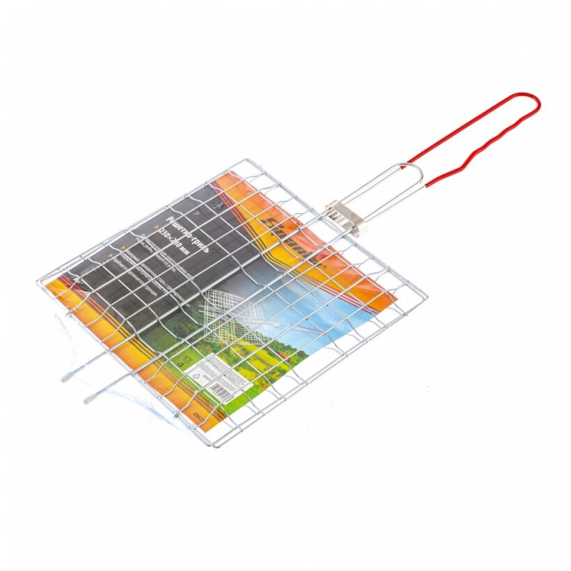 Решетка-гриль 230 x 230 мм, хромированная, PVC рукоятка Sparta 69635 - фотография № 1