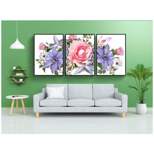 фото Набор модулных постеров для интерьера "цветы, договоренность, розы" 60x90 см. в тубусе, без рамки lotsprints