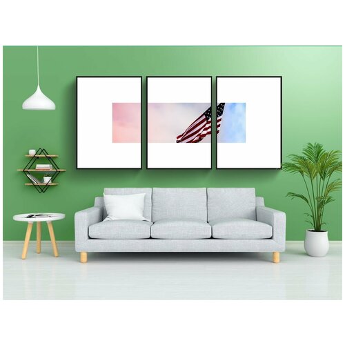 фото Набор модулных постеров для интерьера "америка, день поминовения, флаг" 60x90 см. в тубусе, без рамки lotsprints