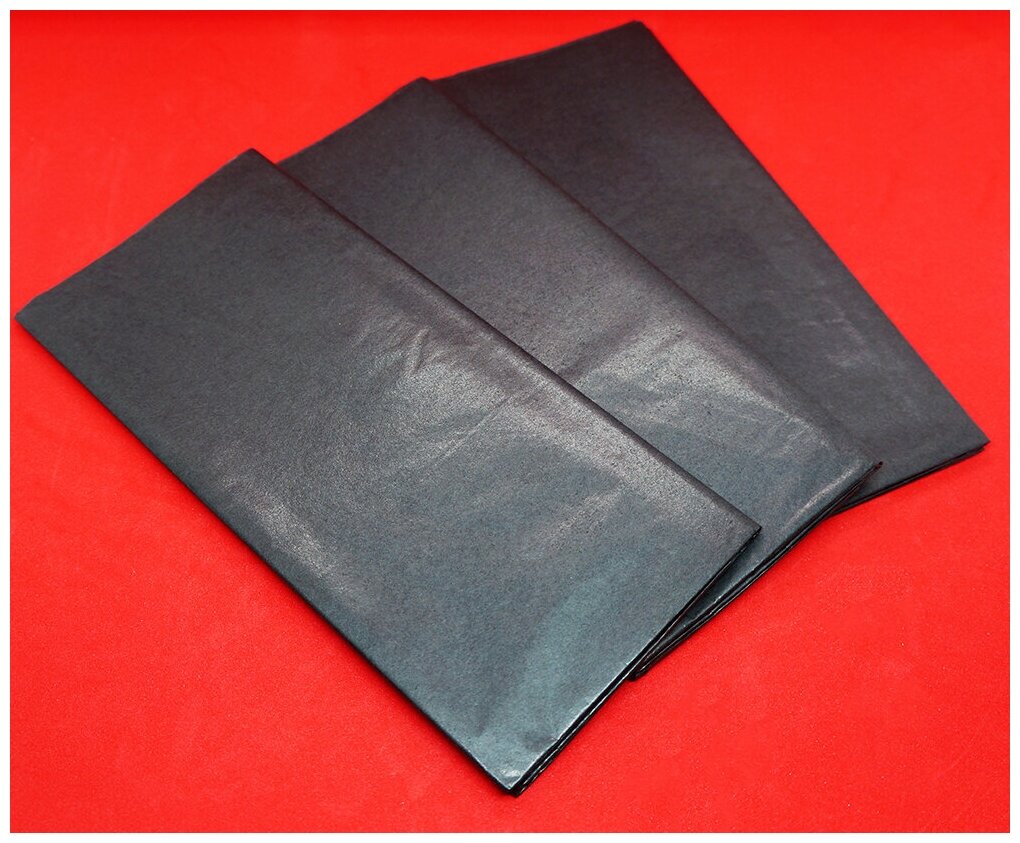 Бумага упаковочная тишью 30 листов 51x66см. цвет черный