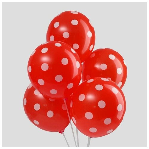 фото Шар латексный 12" "горох", набор 5 шт цвет красный страна карнавалия