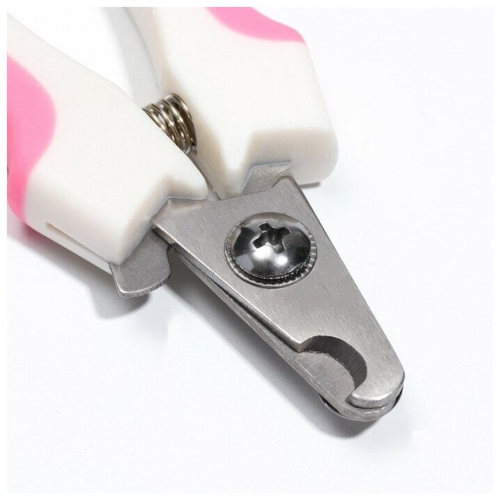 Когтерез боковой малый с нескользящими ручками, отверстие 9 мм, розовый с белым 6960838 - фотография № 2
