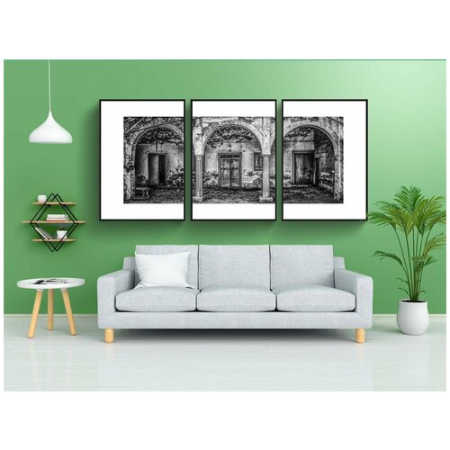 фото Набор модулных постеров для интерьера "старый дом, поврежден, в возрасте" 60x90 см. в тубусе, без рамки lotsprints