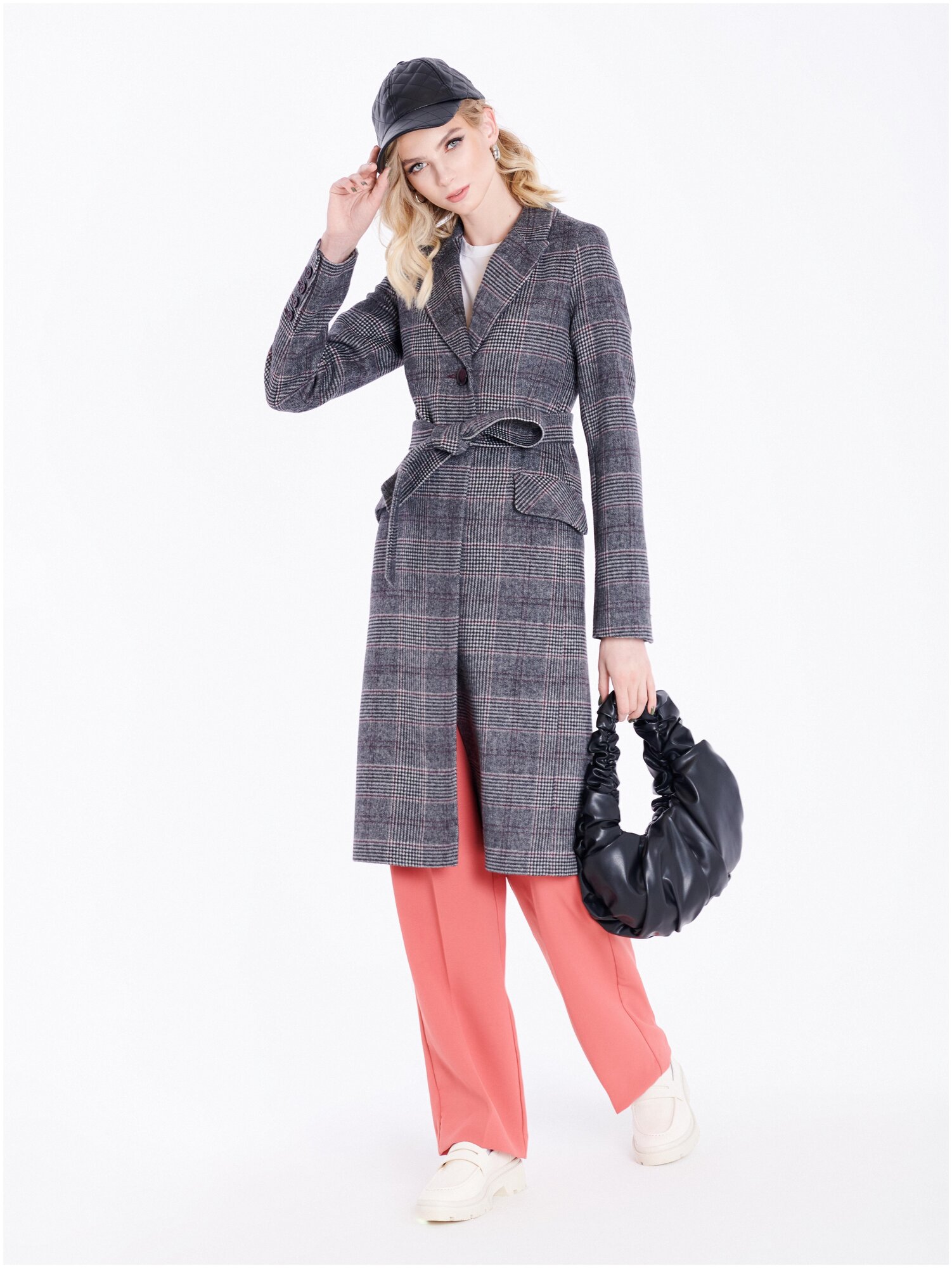 Пальто женское ZARYA MODY М-897/1 цвет: бордово-серый 