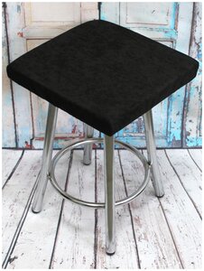 Подушка декоративная MATEX VELOURS CUADRO черный для сиденья на квадратный табурет, стул (шнур, фиксатор), с поролоном, 33х33 см