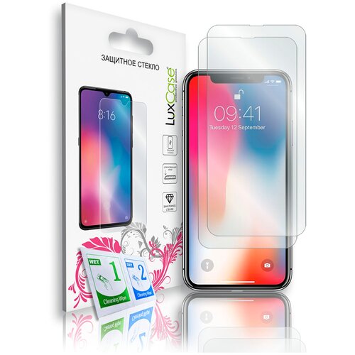 Защитное стекло LuxCase для Apple iPhone X/XS для Apple iPhone X, Apple iPhone Xs, 2 шт., прозрачное