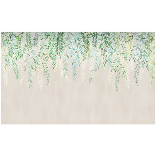 Фотообои Уютная стена Свежие весенние листья на стильном фоне 450х270 см Виниловые Бесшовные (единым полотном)