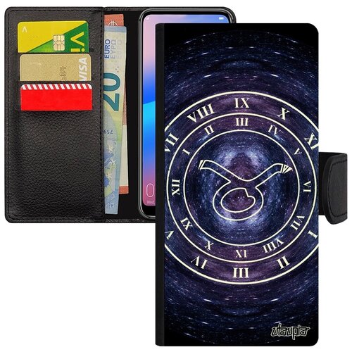 фото Красивый чехол-книжка на телефон // galaxy a12 // "зодиак телец" стиль календарь, utaupia, синий