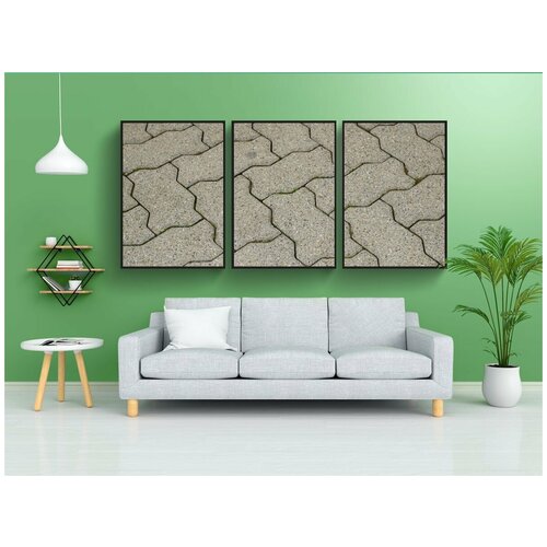 фото Набор модулных постеров для интерьера "пол, боковая прогулка, булыжники" 60x90 см. в тубусе, без рамки lotsprints