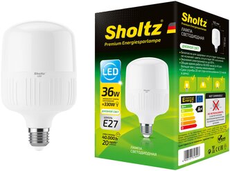Лампа светодиодная энергосберегающая Sholtz 36Вт 220В туба T100 E27 4200К пластик(Шольц) LEB3189