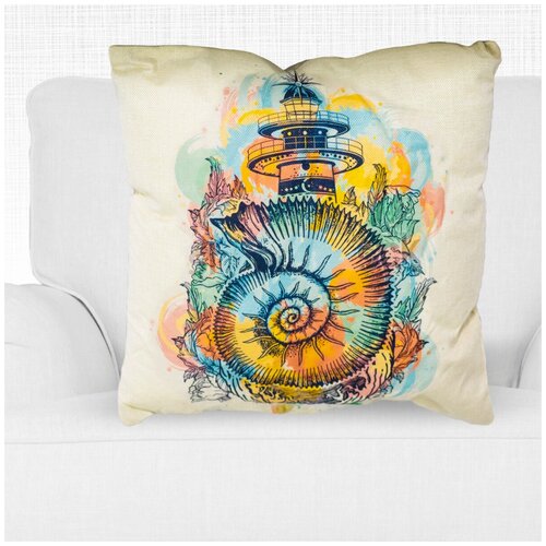 Декоративная подушка, льняная наволочка, цвет бежевый, 45х45 см, 5 sisters 5S-PILLOW-304