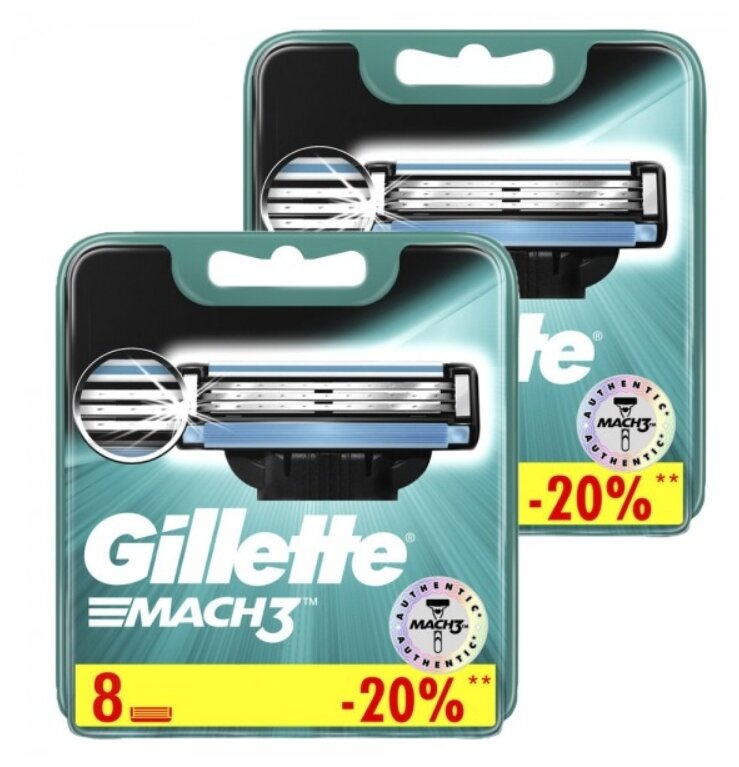 Сменные Кассеты Для Мужской Бритвы Gillette Mach3, с 3 лезвиями, прочнее, чем сталь, для точного бритья, 8 шт