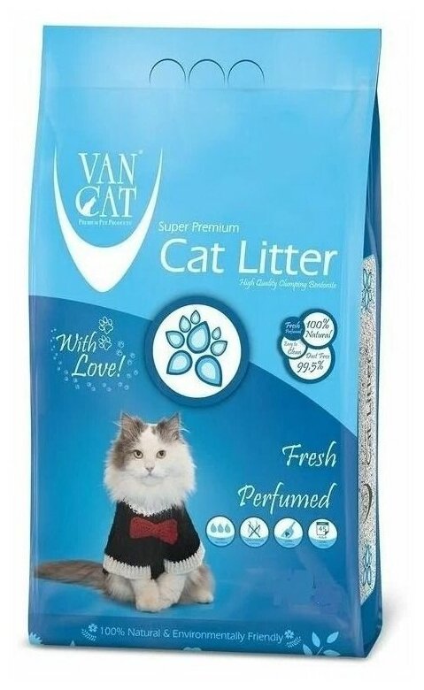 Комкующийся наполнитель VANCAT VAN CAT Fresh для кошачьих туалетов без пыли с ароматом весенней свежести 5 кг - фотография № 6