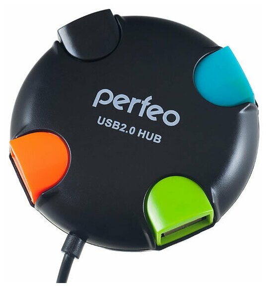 USB-Концентратор Perfeo 4 Port, (PF-VI-H020 Black) чёрный