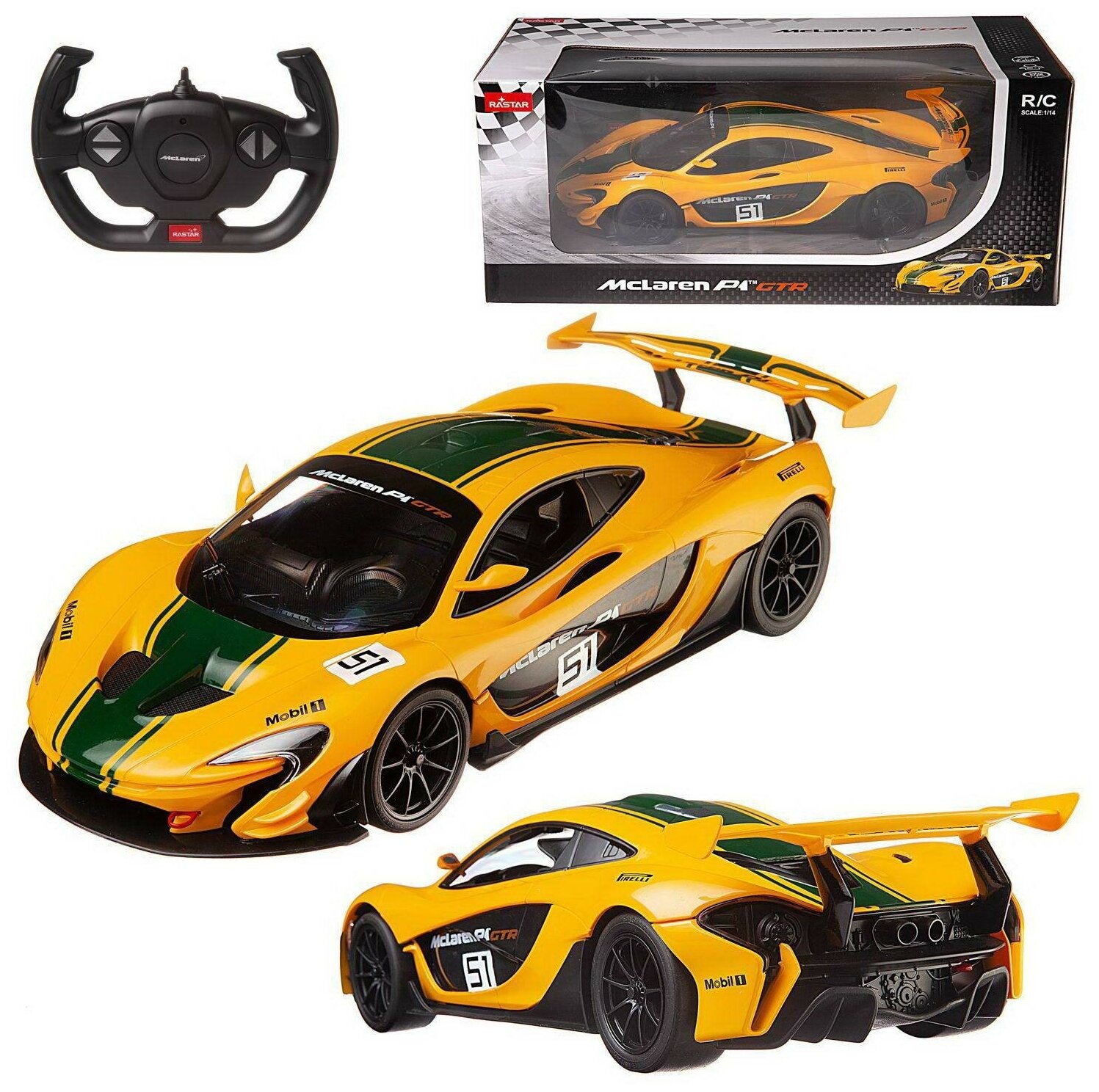 Машина р/у 1:14 McLaren P1 GTR, 33,6х14,2х8,6 см, цвет жёлтый 2.4G