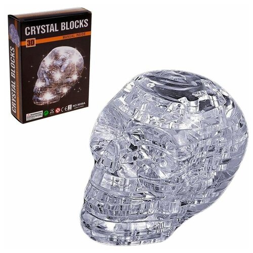 3D пазл кристаллический «Череп, 49 деталей, световые эффекты, работает от батареек