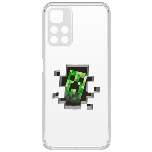 Чехол-накладка Krutoff Clear Case Minecraft-Крипер для Xiaomi POCO M4 Pro чехол накладка krutoff soft case мандаринки для xiaomi poco m4 pro черный