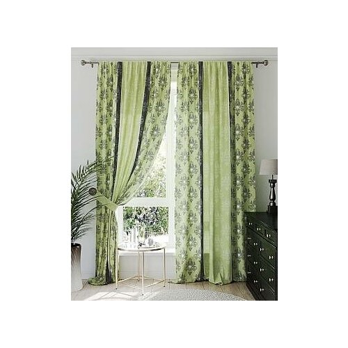 фото Комплект штор томдом ленвирос (зеленый)