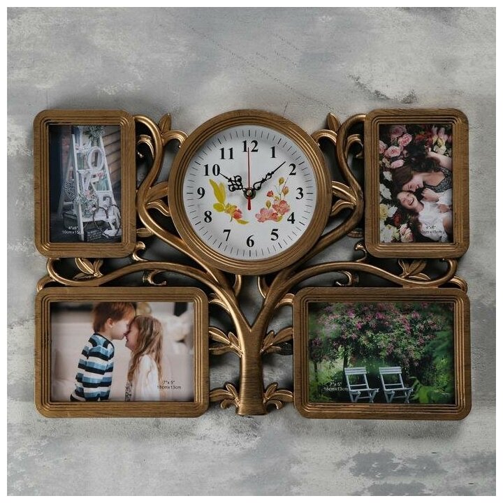 фото Часы настенные, серия: Фото, "Семейное дерево", плавный ход, d=18 см, 1АА 33х48см 5205094