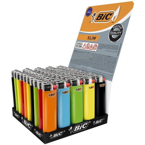 BIC Зажигалка газовая J3 Slim, 50шт разноцветный 50 шт. 1 шт. 1000 г