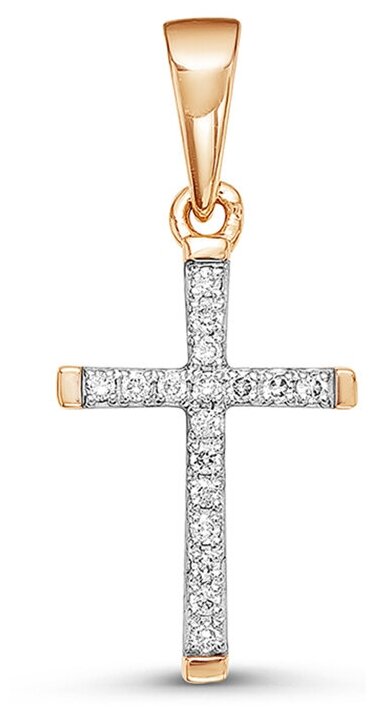 Крестик Vesna jewelry, красное золото, 585 проба, родирование, бриллиант