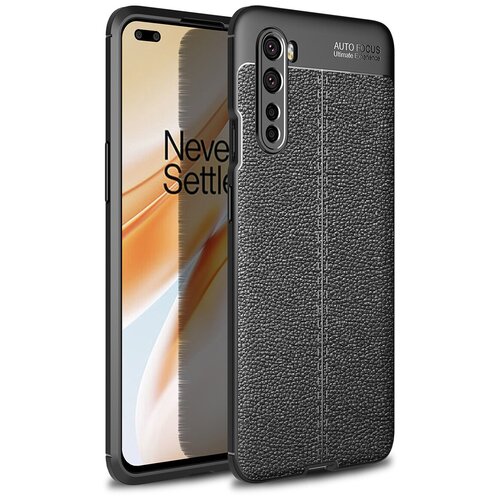 фото Чехол mypads для oneplus nord из качественного износостойкого силикона с декоративным дизайном под кожу с тиснением черный