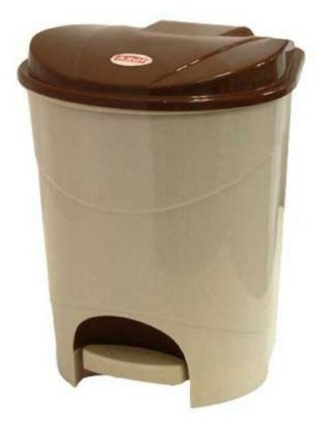 Пластиковый контейнер для мусора с педалью 11 л, 33х27х20 см (Бежевый)