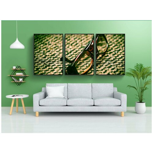 фото Модульный постер "очки, бизнес, на рабочем месте" 180x90 см. из 3х частей в тубусе, без рамки lotsprints