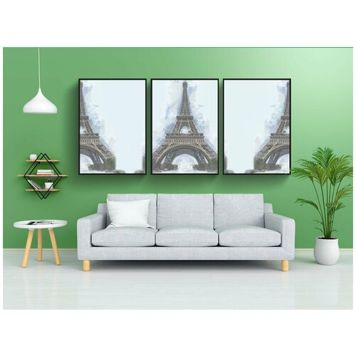 фото Набор модулных постеров для интерьера "эйфелева башня, артистический, набросок" 60x90 см. в тубусе, без рамки lotsprints