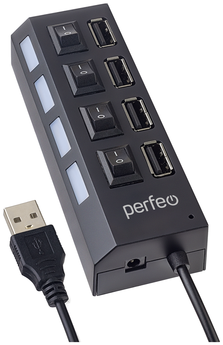 USB-HUB Perfeo 4 Port (PF-H030 Black) чёрный