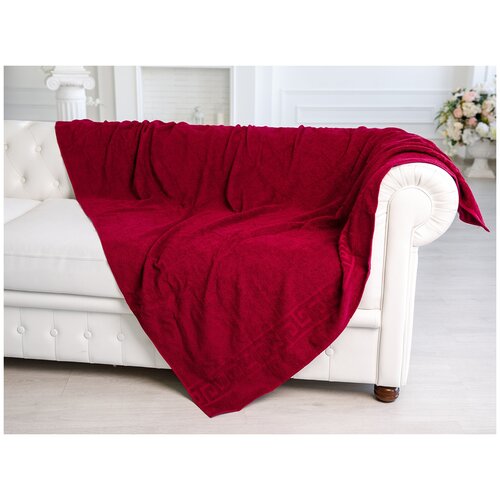 Простынь махровая 1,5 спальная, 150х200 , 100% хлопок(бордовая)