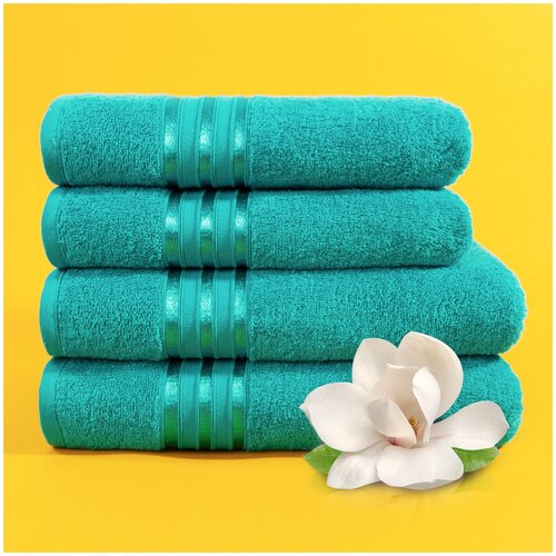 фото Набор из 4 полотенец harmonika цвет: морская волна (50х80 см - 2 шт, 70х130 см - 2 шт) dome