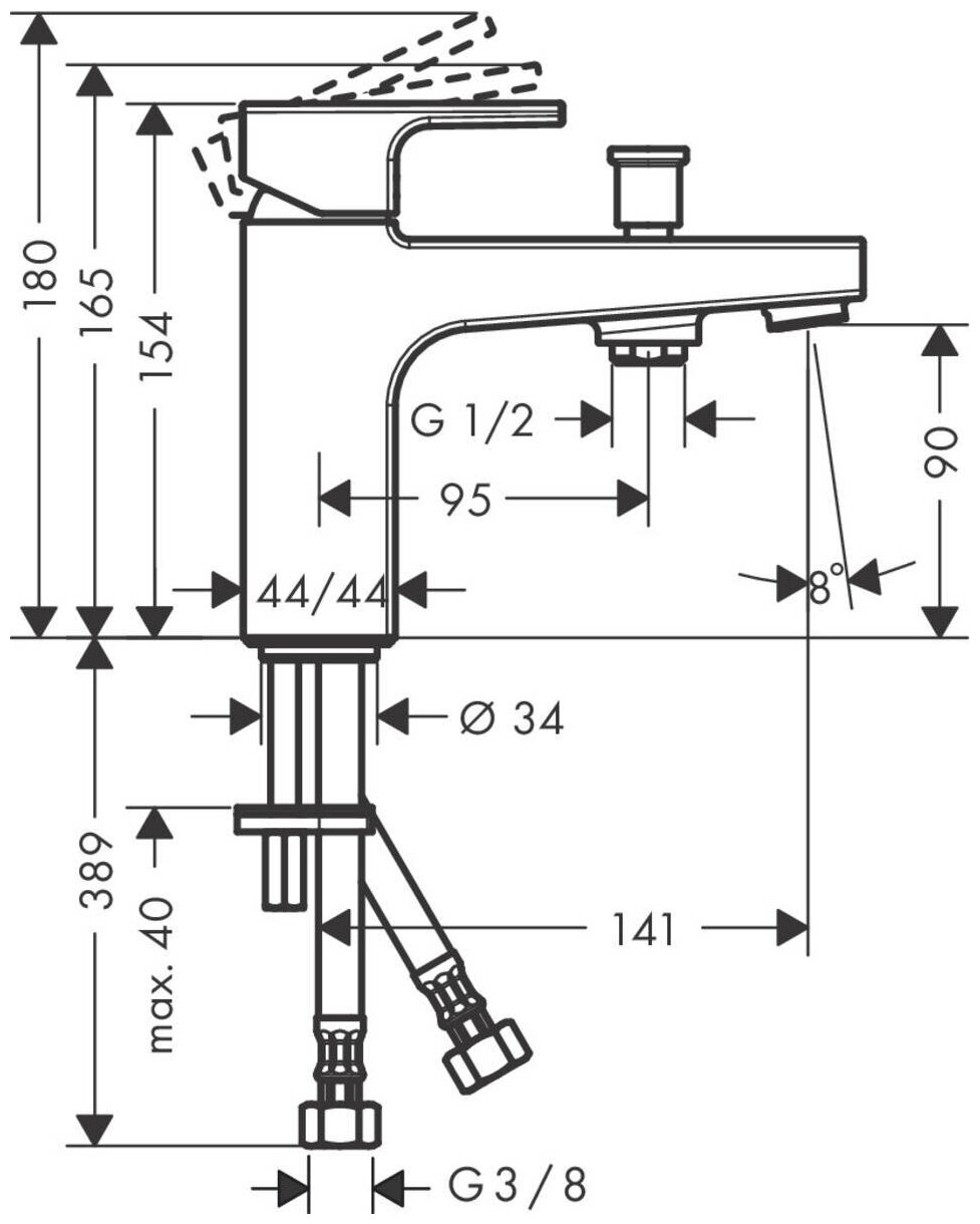 Смеситель на борт ванны, 2 уровня расхода воды, Hansgrohe Vernis Shape 71464000 - фотография № 4