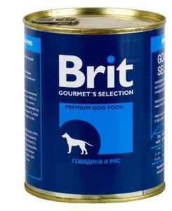 Фото Влажный корм для собак Brit говядина, с рисом
