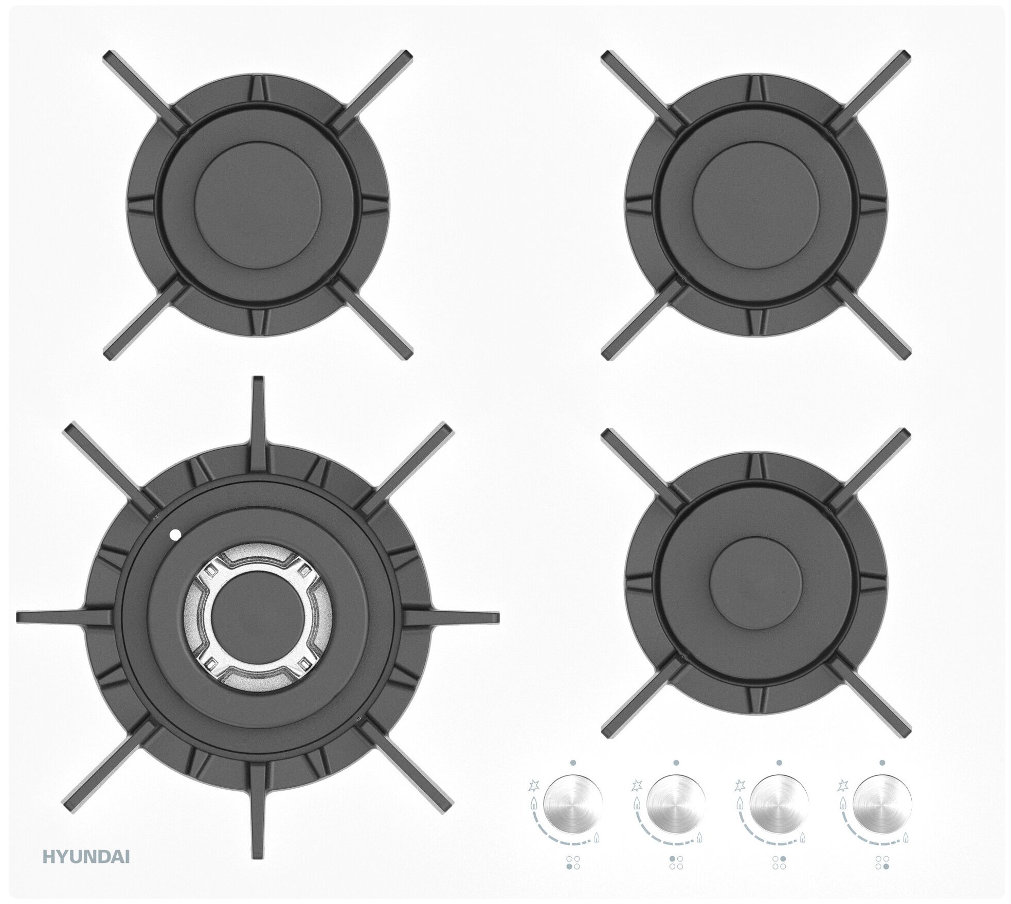 фото Газовая варочная панель Hyundai HHG 6437 WG, независимая, белый