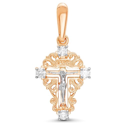 Крестик Vesna jewelry, красное золото, 585 проба, родирование, бриллиант православный крест с 4 бриллиантами 0 064 карат из белого золота 61891 vesna jewelry