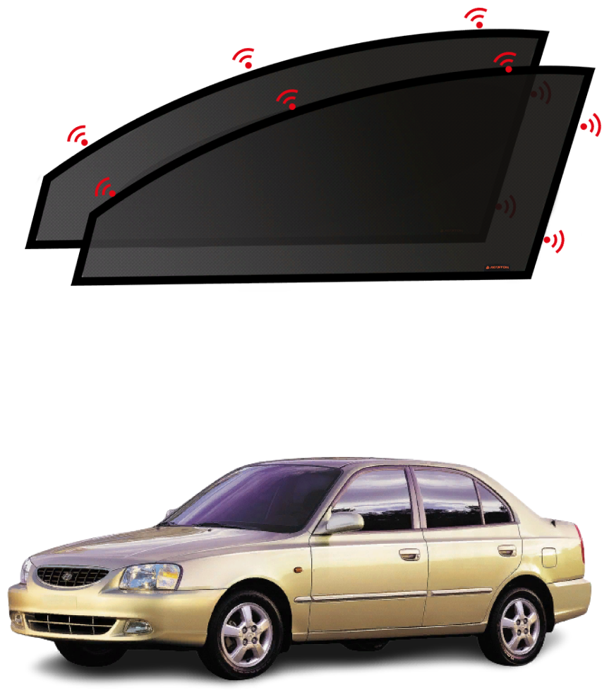 Каркасные магнитные автошторки Легатон для Hyundai Accent 2 (тагаз) 2001-2012 (Хендай Акцент) 10-15%